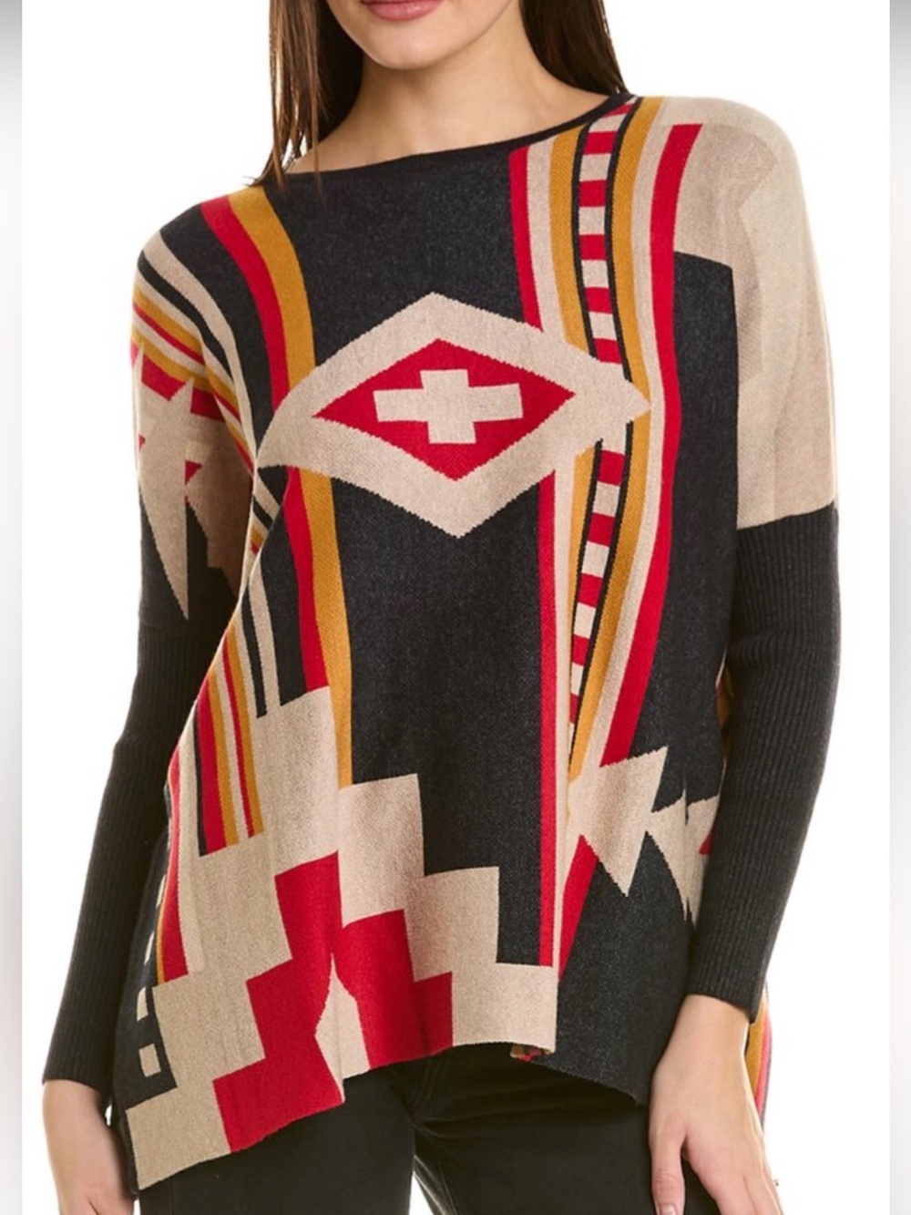 Joseph A Poncho Sweater In Red Poncho Sweater In Red .(mix37)